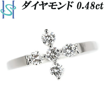 Diamond Ring 0.48ct Pt900 Cross | Diamond Platinum Daily Use Simple Luxurious Gorgeous Cute Stylish Casual [Used] [SH100084]