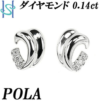 POLA Diamond Earrings 0.14ct Pt900 K14WG Brand POLA | Diamond Platinum Daily Use Simple Cute Stylish Casual [Used] [SH100129]