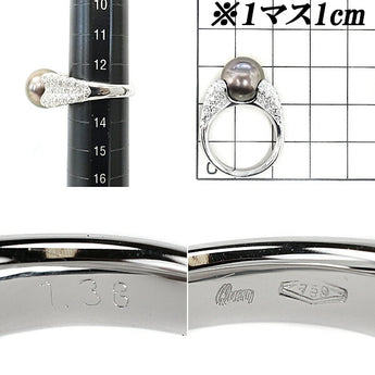 クイーン 黒蝶真珠 リング 11.3mm ダイヤモンド K18WG パヴェ ブランド Queen 平和堂貿易 | 18金 黒蝶真珠 黒真珠 南洋真珠 南洋パール タヒチ ブラックパール かわいい おしゃれ【中古】【SH100680】