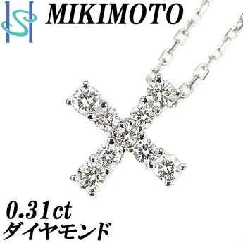 MIKIMOTO Diamond Necklace 0.31ct K18WG Pt950 Cross Brand MIKIMOTO | 18K Diamond Daily Use Simple Cute Stylish [Used] [SH100691]
