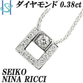 ニナリッチ セイコー ダイヤモンド ネックレス 0.38ct Pt900 Pt850 スクエア 四角 NINA RICCI SEIKO | ダイアモンド プラチナ デイリーユース シンプル かわいい おしゃれ カジュアル【SH100743】