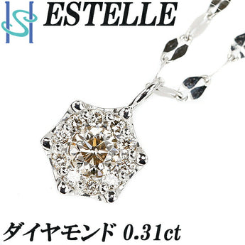 ESTELLE Brown Diamond Necklace 0.31ct Pt900 Pt850 Hexagon ESTELLE | Diamond Platinum Daily Use Simple Cute Stylish Casual [Used] [SH103060]