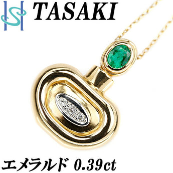 TASAKI Tasaki Pearl Emerald Necklace 0.39ct Diamond K18YG Pt900 Bottle Jar TASAKI | 18K Diamond Daily Use Simple Cute Stylish Casual [Used] [SH103080]