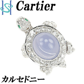 Cartier Chalcedony Tortoise Brooch Diamond Garnet K18WG Turtle Animal Cartier | 18K Diamond Gorgeous Gorgeous Cute Stylish [Used] [SH103273]