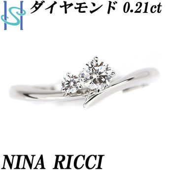 ニナリッチ ダイヤモンド リング 0.21ct Pt900 2P ウェーブ NINA RICCI | ダイアモンド プラチナ デイリーユース シンプル かわいい おしゃれ 華やか エレガント 冠婚葬祭【中古】【SH105504】