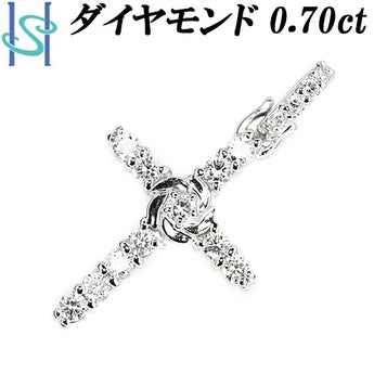 Diamond pendant top 0.70ct Pt850 cross rose flower | Diamond platinum daily use cute stylish casual [Used] [SH105549]
