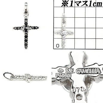 Diamond pendant top 0.70ct Pt850 cross rose flower | Diamond platinum daily use cute stylish casual [Used] [SH105549]