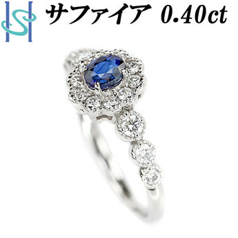 Sapphire ring 0.40ct diamond Pt900 milgrain | Blue sapphire, pink diamond, platinum, daily use, cute, stylish [Used] [SH105608]