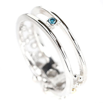 名執左結里 イエローダイヤモンド リング 0.25ct K18WG YG 透かし ツヤ消し 作家 デザイナー | 18金 ダイアモンド 上品 エレガント かわいい おしゃれ【中古】【SH105620】