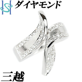 Mitsukoshi Diamond Ring K18WG Matte Thick Brand | 18K Gold Diamond Elegant Luxurious Gorgeous Cute Stylish [Used] [SH105641]
