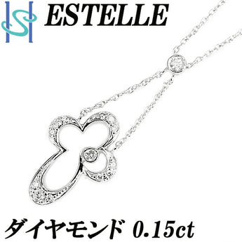 エステール ダイヤモンド ネックレス 0.15ct K18WG 花 フラワー ブランド ESTELLE  | 18金 ダイアモンド デイリーユース シンプル 豪華 華やか かわいい おしゃれ カジュアル【中古】【SH105678】