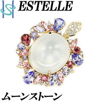 エステール ムーンストーン ペンダントトップ タンザナイト トルマリン ダイヤモンド K18YG マルチストーン ESTELLE | 18金 ダイアモンド 上品 エレガント かわいい おしゃれ【中古】【SH105724】