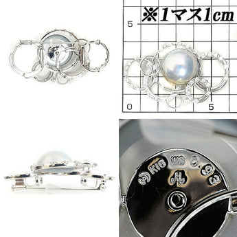 タサキ 田崎真珠 マベパール ブローチ 帯留め 19.0mm ダイヤモンド K18WG 円 サークル ブランド TASAKI | 18金 マベ真珠 白真珠 半円真珠 半円パール 上品 エレガント おしゃれ【中古】【SH105734】