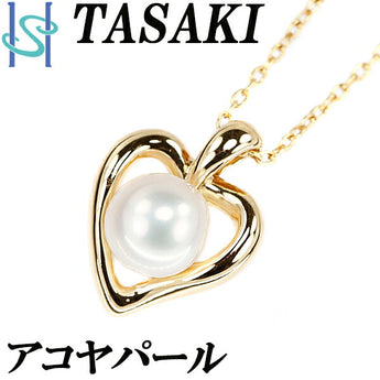 タサキ 田崎真珠 アコヤパール ネックレス 5.3mm K18YG ハート TASAKI | 18金 あこや真珠 白真珠 和珠 デイリーユース シンプル 豪華 華やか かわいい おしゃれ カジュアル【中古】【SH105750】