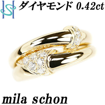 ミラショーン ダイヤモンド リング 0.42ct K18YG 二連風 ブランド mila schon | 18金 ダイアモンド デイリーユース 豪華  ゴージャス かわいい おしゃれ【中古】【SH105753】