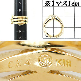 ダイヤモンド リング 0.24ct K18YG 3連風 透かし 太め 幅広 3P | 18金 ダイアモンド デイリーユース シンプル かわいい おしゃれ【中古】【SH105765】