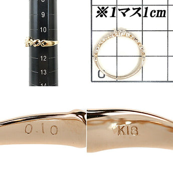 ダイヤモンド リング 0.10ct K18PG 花 フラワー 葉 リーフ 葉っぱ 植物 ボタニカル | 18金 ダイアモンド デイリーユース シンプル かわいい おしゃれ 華やか【中古】【SH105780】