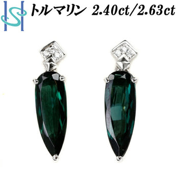 グリーントルマリン イヤリング 5.03ct ダイヤモンド Pt900 K14WG 揺れる | 14金 ダイアモンド デイリーユース シンプル 上品 エレガント かわいい おしゃれ【中古】【SH105807】