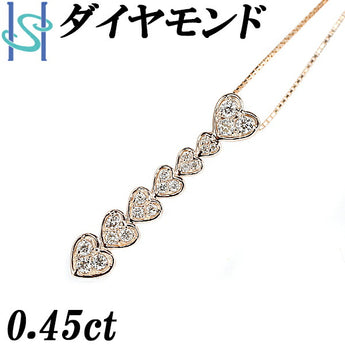 ダイヤモンド ネックレス 0.45ct K18PG ハート | 18金 ピンクゴールド ダイアモンド デイリーユース シンプル かわいい おしゃれ カジュアル【中古】【SH105833】