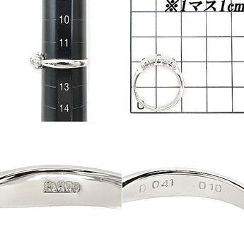 トリートブルー ダイヤモンド リング 0.10ct Pt900 花 フラワー ボタニカル | ダイアモンド プラチナ デイリーユース 上品 エレガント かわいい おしゃれ【中古】【SH105872】