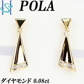POLA Diamond Earrings 0.08ct K18YG Dangling Brand POLA | 18K Diamond Daily Use Simple Cute Stylish [Used] [SH105901]