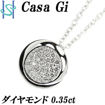 キャサジ ダイヤモンド ネックレス 0.35ct K18WG 円 丸 サークル ラウンド ブランド Casa Gi | 18金 ダイアモンド デイリーユース シンプル かわいい おしゃれ カジュアル【中古】【SH107518】