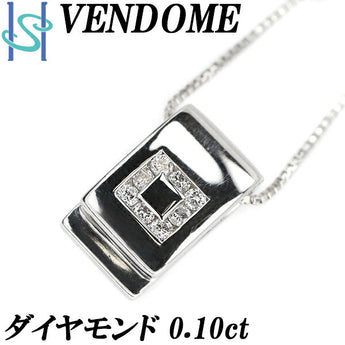 ヴァンドーム青山 ダイヤモンド ネックレス 0.10ct K18WG スクエア 四角 ブランド VENDOME AOYAMA | 18金 ダイアモンド デイリーユース シンプル かわいい おしゃれ カジュアル【中古】【SH107523】