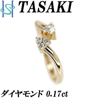 タサキ 田崎真珠 ダイヤモンド オープンリング 0.17ct K18YG トライアングル 三角 ブランド TASAKI | 18金 ダイアモンド デイリーユース シンプル かわいい おしゃれ カジュアル【中古】【SH108311】