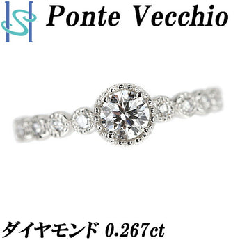 ポンテヴェキオ ダイヤモンド リング 0.267ct Pt950 ミルアモーレ ミル打ち ミルグレイン Ponte Vecchio | ダイアモンド プラチナ デイリーユース シンプル かわいい おしゃれ【中古】【SH108347】