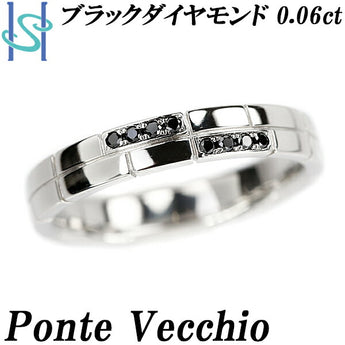 ポンテヴェキオ ブラックダイヤモンド リンコントロ リング 0.06ct Pt900 RINCONTRO メンズ ユニセックス Ponte Vecchio | ダイアモンド デイリーユース シンプル おしゃれ【中古】【SH108348】