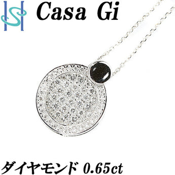 キャサジ ダイヤモンド ネックレス 0.65ct K18WG 円 丸 サークル ラウンド Casa Gi | 18金 ダイアモンド デイリーユース ゴージャス 豪華 華やか かわいい おしゃれ エレガント【中古】【SH108372】