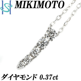 ミキモト ダイヤモンド ネックレス 0.37ct K18WG 5P 揺れる ブランド MIKIMOTO | 18金 ダイアモンド デイリーユース シンプル かわいい おしゃれ【中古】【SH108377】