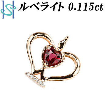 ルベライト レッドトルマリン ペンダントトップ 0.115ct ダイヤモンド K18PG 王冠 クラウン ハート | 18金 ダイアモンド デイリーユース シンプル かわいい おしゃれ カジュアル【中古】【SH108500】