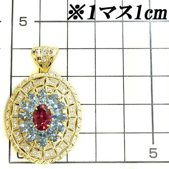 アンブローズ ピンクトルマリン ブローチ ペンダントトップ 1.43ct アクアマリン ダイヤモンド K18YG ブランド Ambrose | 18金 ダイアモンド 豪華 ゴージャス かわいい おしゃれ【中古】【SH108502】