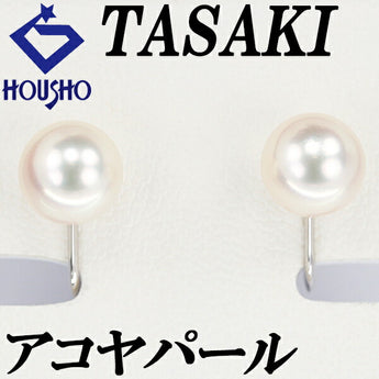 TASAKI Akoya Pearl Earrings 8.2mm K14WG Single Stone Brand TASAKI | 14K Akoya Pearl White Pearl Japanese Pearl Daily Use Simple Cute Stylish [Used] [SH108522]