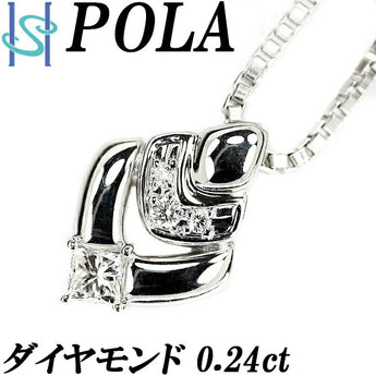 POLA Diamond Necklace 0.24ct Pt900 Princess Cut Fancy Cut Deformed Cut Openwork POLA | Diamond Platinum Daily Use Simple Cute Stylish [Used] [SH108532]