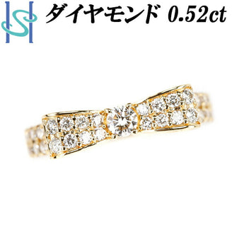 ダイヤモンド リング 0.52ct K18YG リボン | 18金 ダイアモンド デイリーユース シンプル かわいい おしゃれ カジュアル【中古】【SH108538】
