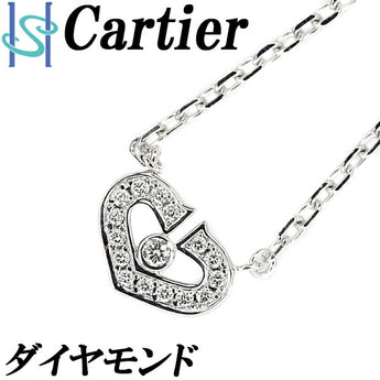 カルティエ ダイヤモンド Cハート ネックレス K18WG ブランド Cartier | 18金 ダイアモンド デイリーユース 上品 かわいい おしゃれ【中古】【SH109643】