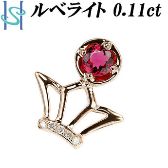ルベライト レッドトルマリン ペンダントトップ 0.11ct ダイヤモンド K18PG 王冠 クラウン | 18金 ダイアモンド デイリーユース シンプル かわいい おしゃれ カジュアル【中古】【SH109669】