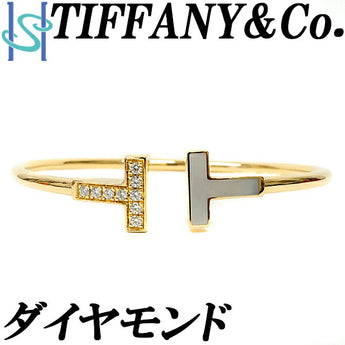 Tiffany Diamond T Wire Bracelet K18PG Mother of Pearl Shell Bangle Brand TIFFANY&amp;Co. | 18K Diamond Cute Stylish [Used] [SH109687]