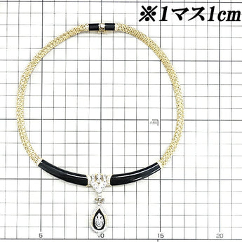 石川暢子 ダイヤモンド ネックレス 1.01ct オニキス K18YG Pt900 ペンダントトップ ドロップ 雫 涙 変形カット ファンシーカット オーバルカット 2way デザイナー | 18金 ダイアモンド【SH109707】