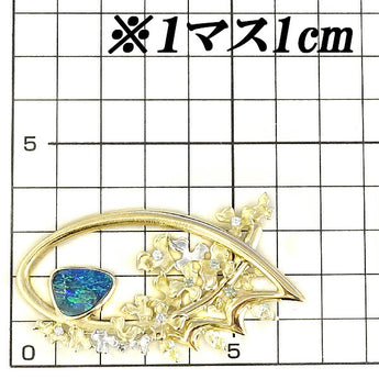 湧永ユキオ ボルダーオパール ペンダントブローチ ダイヤモンド K18YG K18WG フラワー マーキスカット 変形カット ファンシーカット マット ツヤ消し 作家 デザイナー | 18金 ダイアモンド【SH109715】