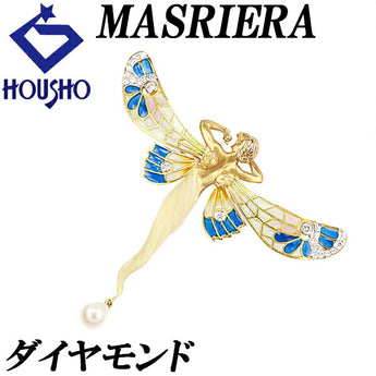 マリエラ エマイユ エナメル ブローチ 6.1mm-6.3mm 淡水パール ダイヤモンド K18YG K18WG 女性 蝶 チョウ バタフライ 昆虫 羽 マット MASRIERA | 18金 淡水真珠 白真珠 ダイアモンド【SH109716】