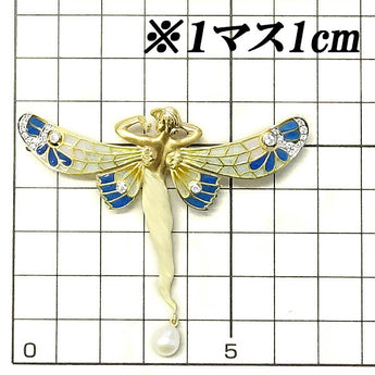マリエラ エマイユ エナメル ブローチ 6.1mm-6.3mm 淡水パール ダイヤモンド K18YG K18WG 女性 蝶 チョウ バタフライ 昆虫 羽 マット MASRIERA | 18金 淡水真珠 白真珠 ダイアモンド【SH109716】