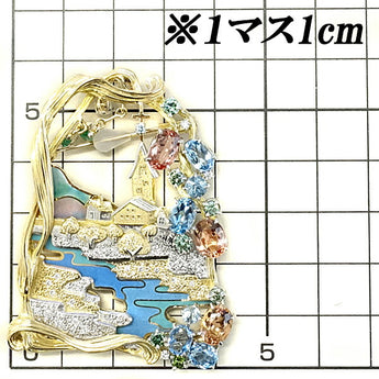 石川暢子 マルチカラーストーン インペリアルトパーズ アクアマリン エメラルド ダイヤモンド トリートダイヤモンド K18YG Pt900 教会 風景 ペアシェイプカット デザイナー | 18金【SH109717】