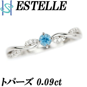 ESTELLE Topaz Ring 0.09ct Diamond Pt900 Wave Twist ESTELLE | Diamond Platinum Simple Cute Stylish [SH110431]