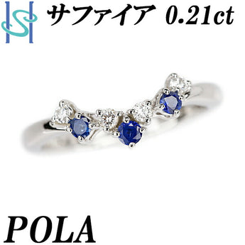 POLA Sapphire Ring 0.21ct Diamond Pt900 V-Shape POLA | Blue Sapphire Diamond Platinum Daily Use Cute Stylish [SH110432]