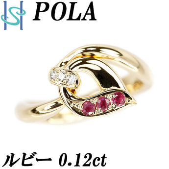 POLA Ruby Ring 0.12ct Diamond K18YG Reversible 2way Leaf Leaf Brand POLA | 18K Diamond Daily Use Cute Stylish [Used] [SH110433]