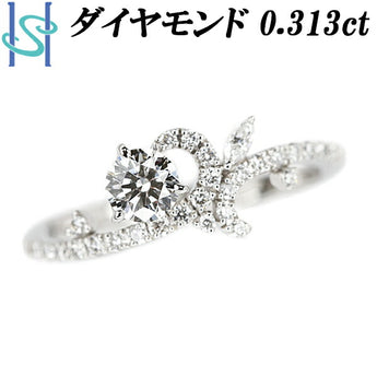 ダイヤモンド リング 0.313ct Pt900 変形カット ファンシーカット マーキスカット 植物 ボタニカル | ダイアモンド プラチナ デイリーユース かわいい おしゃれ【中古】【SH110443】