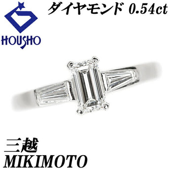MIKIMOTO MITSUKOSHI Diamond Ring 0.54ct K14WG Deformed Cut Fancy Cut Emerald Cut Tapered Cut Brand MIKIMOTO MITSUKOSHI | 14K Diamond Stylish [Used] [SH110477]